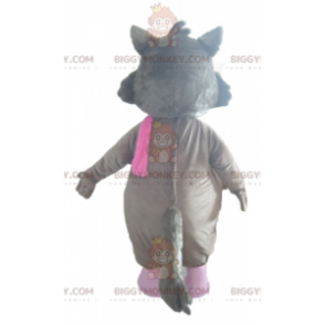 Kostým maskota BIGGYMONKEY™ bílého a růžového šedého vlka s brýlemi - Vlk maskoti - BIGGYMONKEY_02972 - BiggyMonkey.com
