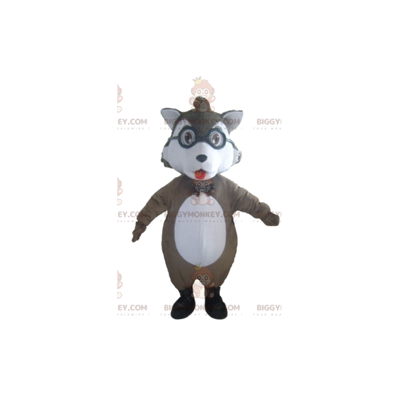 BIGGYMONKEY™ Costume da mascotte Lupo grigio e bianco con BIGGYMONKEY™ Costume da mascotte Lupo grigio e bianco con