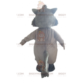 Traje de mascote BIGGYMONKEY™ Lobo cinza e branco com óculos –