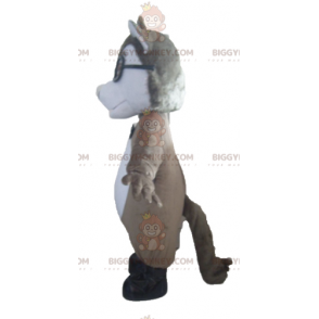 BIGGYMONKEY™ Maskottchenkostüm Grauer und weißer Wolf mit