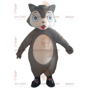 BIGGYMONKEY™ Plump and Cute Gray and Pink Wolf Mascot Costume -