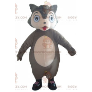 BIGGYMONKEY™ Plump and Cute Gray and Pink Wolf Mascot Costume –