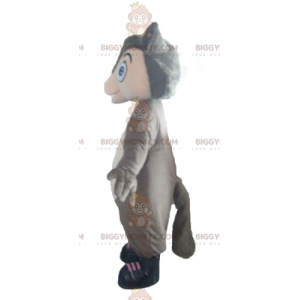 BIGGYMONKEY™ Plump and Cute Gray and Pink Wolf Mascot Costume -