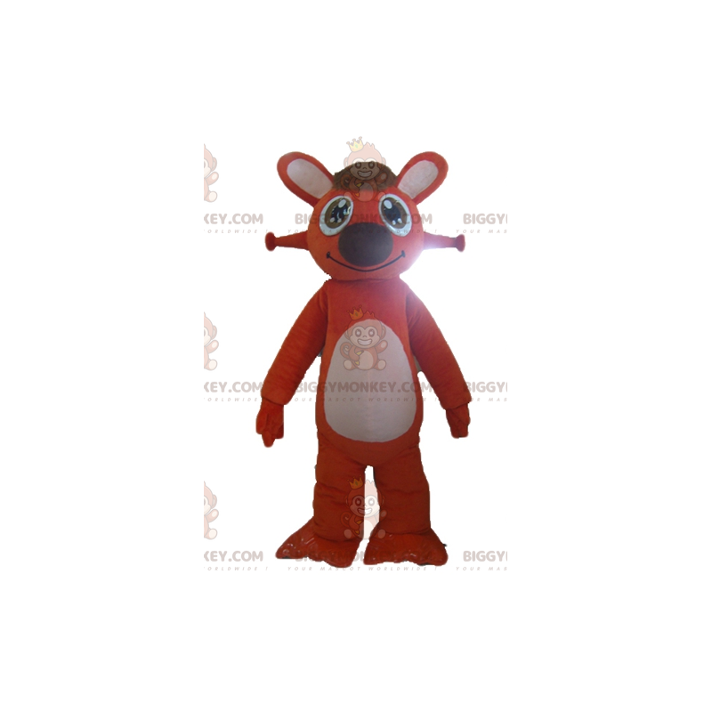 Traje de mascote BIGGYMONKEY™ de coelho laranja e branco muito Traje de mascote BIGGYMONKEY™ de coelho laranja e branco muito