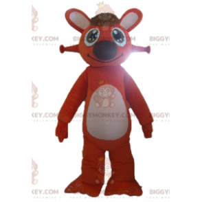 Heel schattig en lachend oranje en wit konijn BIGGYMONKEY™ mascottekostuum - Konijn mascotte - BiggyMonkey.com