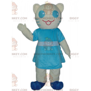 Disfraz de mascota de gato blanco y azul BIGGYMONKEY™ con
