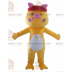 Grappige kleurrijke witte en roze gele kat BIGGYMONKEY™