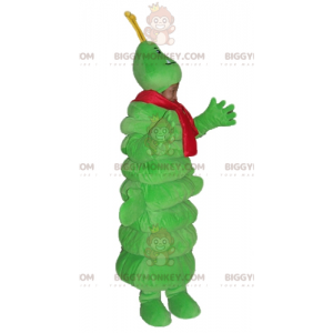 BIGGYMONKEY™ Mascot Costume Giant Green Caterpillar with Red