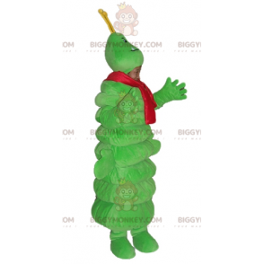 BIGGYMONKEY™ Mascot Costume Giant Green Caterpillar with Red