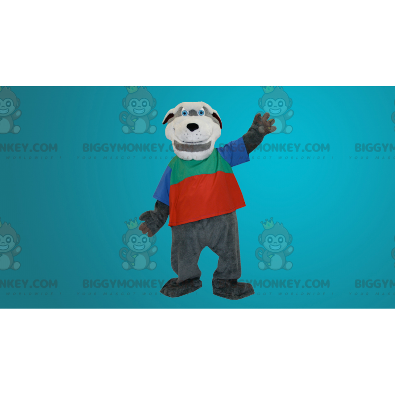 Disfraz de mascota de perro gris y blanco BIGGYMONKEY™ - Disfraz de mascota de perro gris y blanco BIGGYMONKEY™ -