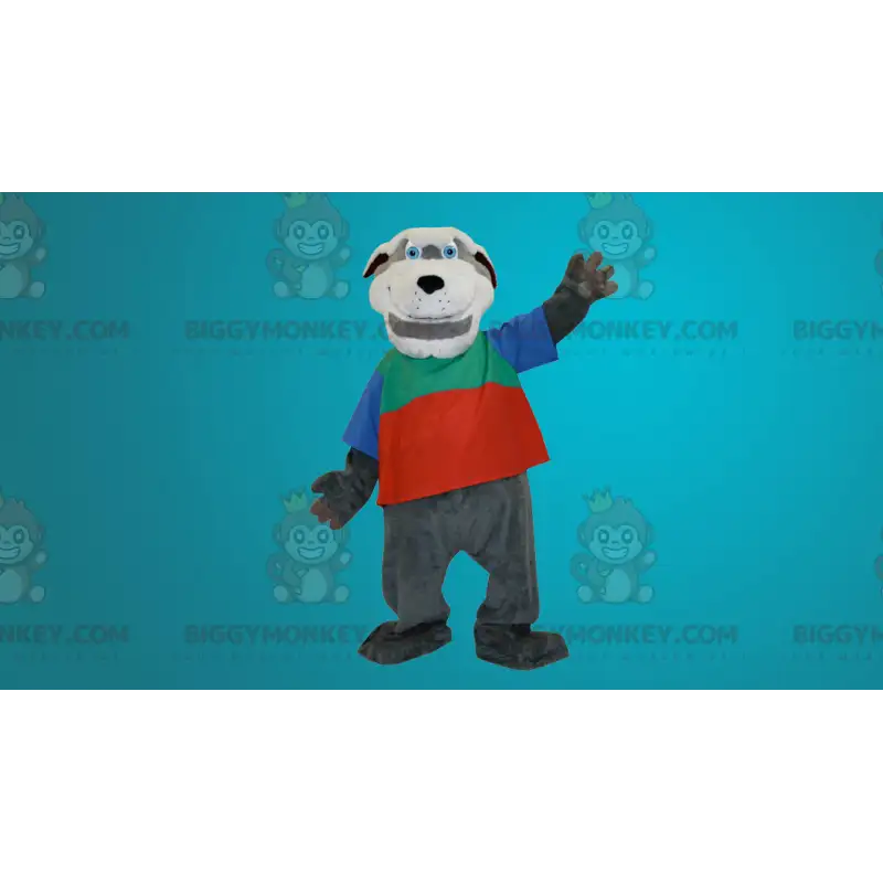 Disfraz de mascota de perro gris y blanco BIGGYMONKEY™ - Disfraz de mascota de perro gris y blanco BIGGYMONKEY™ -