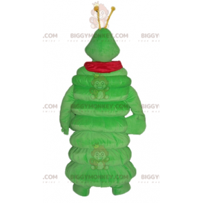 BIGGYMONKEY™ Mascot Costume Giant Green Caterpillar with Red