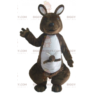 Καφέ και λευκό καγκουρό με στολή μασκότ Baby BIGGYMONKEY™ -