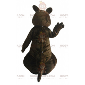 Brun och vit känguru med baby BIGGYMONKEY™ maskotdräkt -