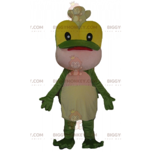 Costume de mascotte BIGGYMONKEY™ de grenouille verte jaune et