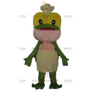 Kostým BIGGYMONKEY™ Zelenožlutý a růžový maskot žabky s kuchařským kloboukem - Žabí maskoti - BiggyMonkey.com