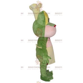 BIGGYMONKEY™ Disfraz de mascota de rana verde, amarilla y rosa con gorro de chef - Mascotas de rana - BiggyMonkey.com