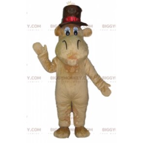 Brown Camel Hippo BIGGYMONKEY™ Mascot Costume With Big Hat -