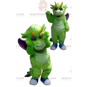 Green and Purple Dragon BIGGYMONKEY™ Mascot Costume –