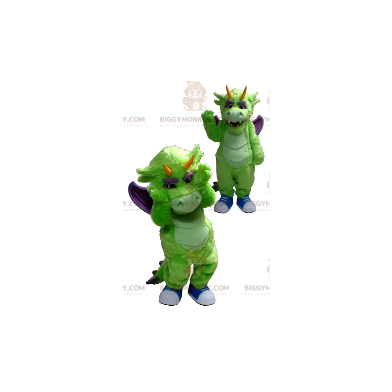 Green and Purple Dragon BIGGYMONKEY™ Mascot Costume – Green and Purple Dragon BIGGYMONKEY™ Mascot Costume –
