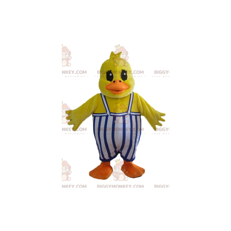 Traje de mascote de pato amarelo BIGGYMONKEY™ com macacão – Traje de mascote de pato amarelo BIGGYMONKEY™ com macacão –
