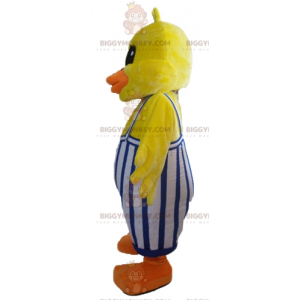 Costume de mascotte BIGGYMONKEY™ de poussin de canard jaune avec une salopette - Mascotte de canards - BiggyMonkey.com