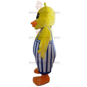 Costume de mascotte BIGGYMONKEY™ de poussin de canard jaune avec une salopette - Mascotte de canards - BiggyMonkey.com