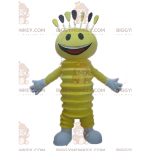 Sehr lächelnder gelber Mann BIGGYMONKEY™ Maskottchen-Kostüm -