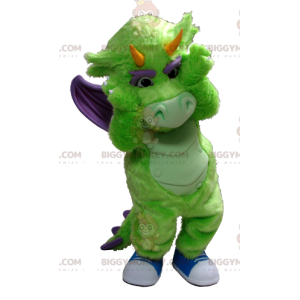 Costume da mascotte drago verde e viola BIGGYMONKEY™ -