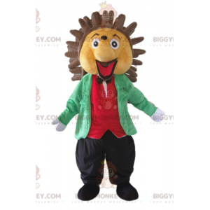 Traje de mascote BIGGYMONKEY™ de ouriço bege e marrom em roupa