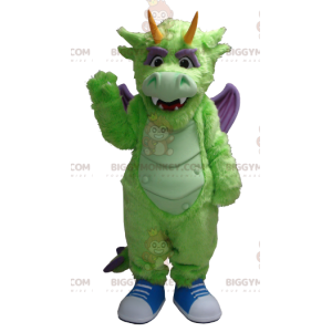 Kostým maskota zeleného a fialového draka BIGGYMONKEY™ –
