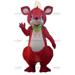 BIGGYMONKEY™ Mascot Costume Red and White Kangaroo with Green