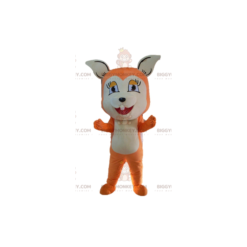 Söt och förtjusande orange och vit räv BIGGYMONKEY™ maskotdräkt Söt och förtjusande orange och vit räv BIGGYMONKEY™ maskotdräkt