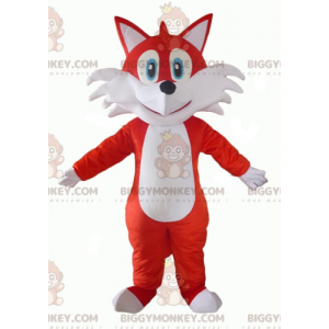 BIGGYMONKEY™ Costume mascotte occhi azzurri volpe arancione e