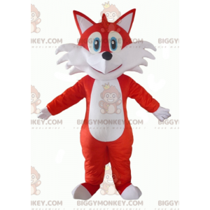 BIGGYMONKEY™ Orange och White Fox Blue Eyes Maskotdräkt -