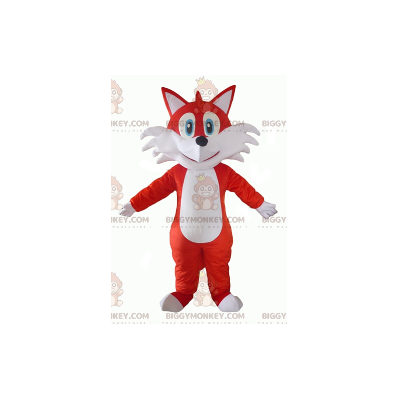 Disfraz de mascota de ojos azules de zorro naranja y blanco de Disfraz de mascota de ojos azules de zorro naranja y blanco de
