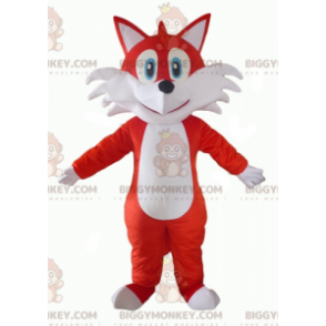 BIGGYMONKEY™ Orange and White Fox Blue Eyes Mascot Costume -