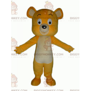 Meget blød og sød gul og hvid bamse BIGGYMONKEY™ maskot kostume
