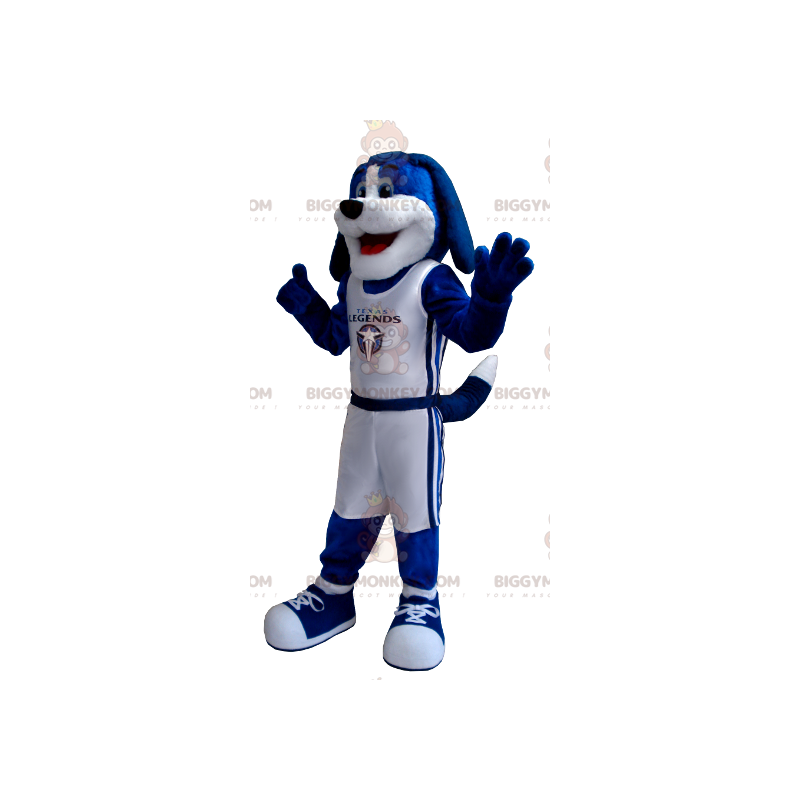 Disfraz de mascota de perro azul y blanco BIGGYMONKEY™ - Disfraz de mascota de perro azul y blanco BIGGYMONKEY™ -