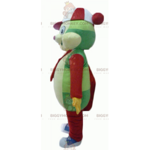 Vihreä Keltainen Punainen ja Valkoinen Värikäs Teddy BIGGYMONKEY™ maskottiasu - Karhun maskotti - BiggyMonkey.com