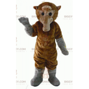 Brown and Gray Monkey with Long Tail BIGGYMONKEY™ Mascot