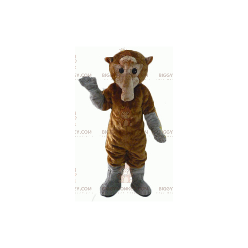 Costume de mascotte BIGGYMONKEY™ de singe marron et gris avec Costume de mascotte BIGGYMONKEY™ de singe marron et gris avec
