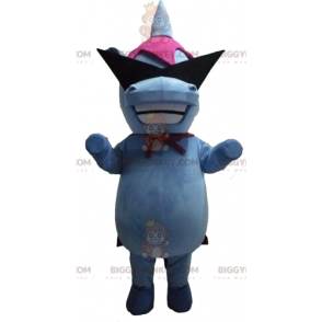 Traje de mascote azul e rosa de hipopótamo BIGGYMONKEY™ com