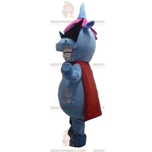 Blå og rosa flodhest BIGGYMONKEY™ maskotkostyme med designerbriller - Hippopotamus-maskoter - BiggyMonkey.com