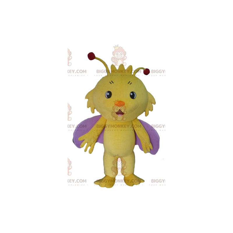 Disfraz de mascota BIGGYMONKEY™ de mariposa insecto amarilla y Disfraz de mascota BIGGYMONKEY™ de mariposa insecto amarilla y