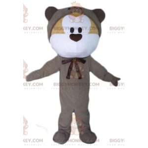 Traje de mascote BIGGYMONKEY™ de ursinho bege e branco em