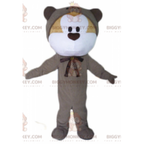 BIGGYMONKEY™ Mascot Costume of Beige and White Teddy in Gray
