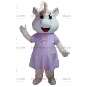 BIGGYMONKEY™ maskottiasu, vaaleanpunainen ja valkoinen Hippo