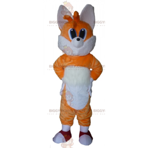 BIGGYMONKEY™ Orange and White Fox Blue Eyes Mascot Costume -