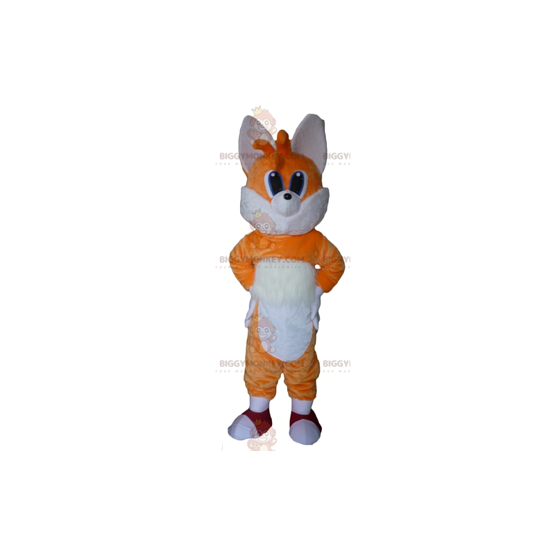 BIGGYMONKEY™ Orange och White Fox Blue Eyes Maskotdräkt - BIGGYMONKEY™ Orange och White Fox Blue Eyes Maskotdräkt -
